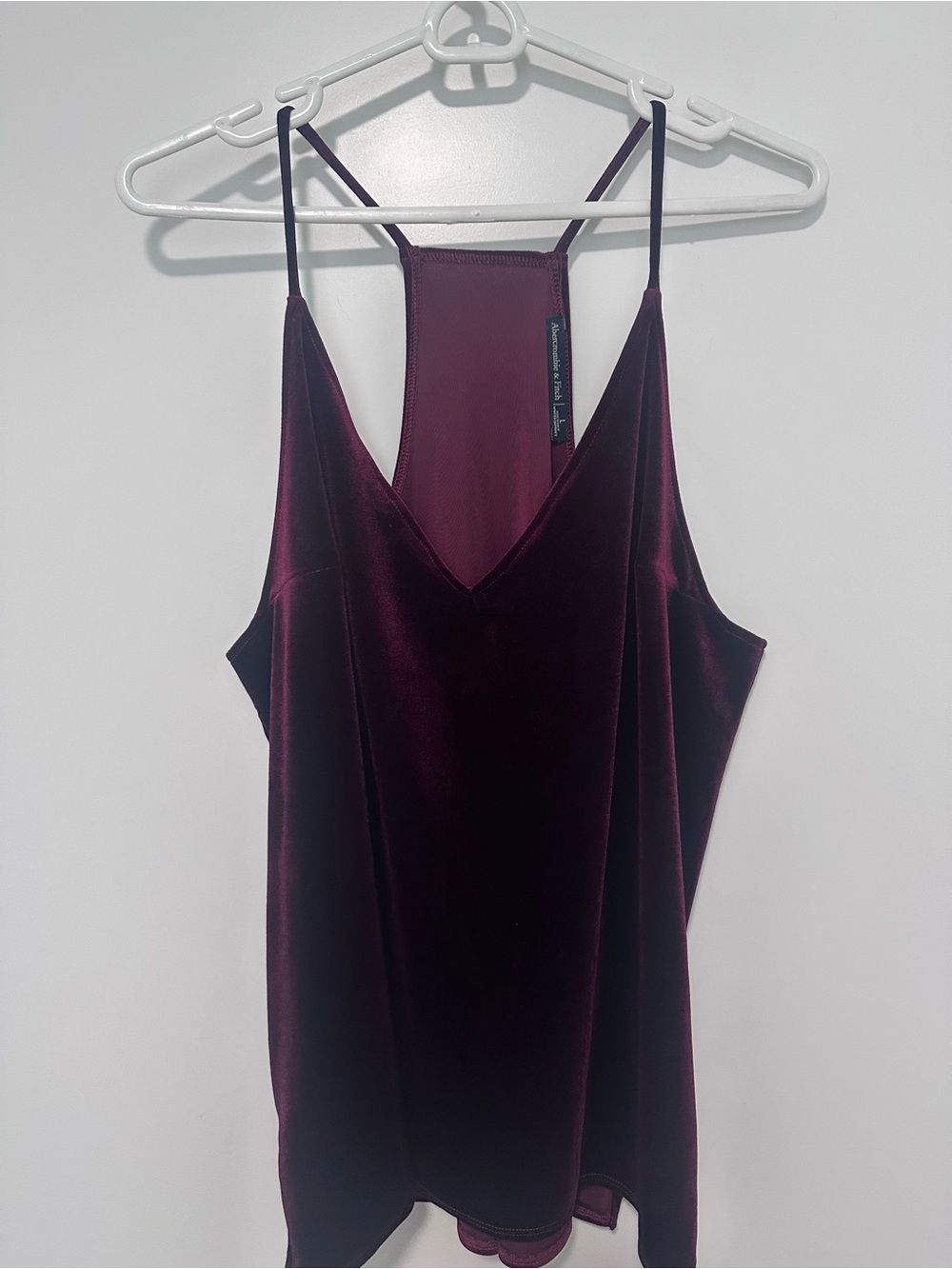 Abercrombie & Fitch Velvet V-Neck Cami in Deep Plum